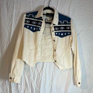 Vintage women's Western Cowgirl Ozark Mountain Jean Blouse Shirt Crop top Size S